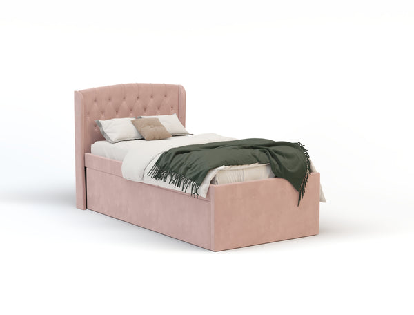 Jordanov Trundle Pink Velvet Bed Frame