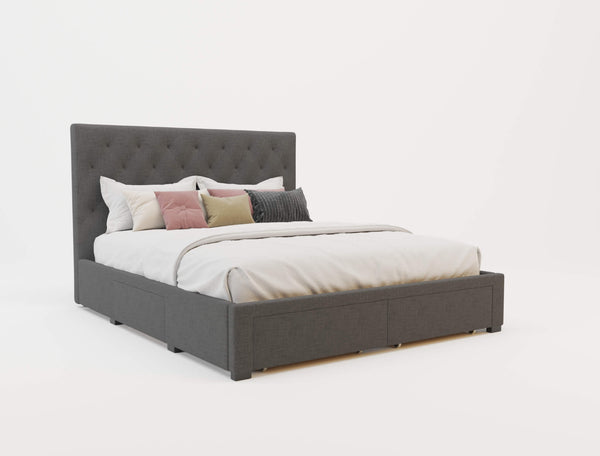 Kaylene Charcoal Fabric Drawer Bed Frame