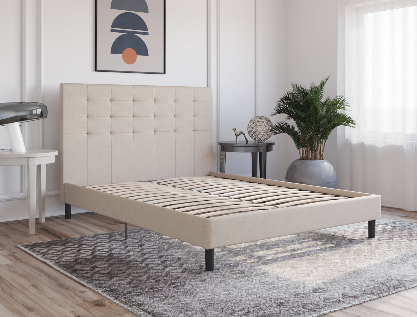 Kylie Beige Fabric Bed Frame