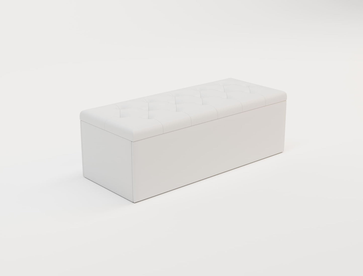 Oxford White Faux Leather Ottoman