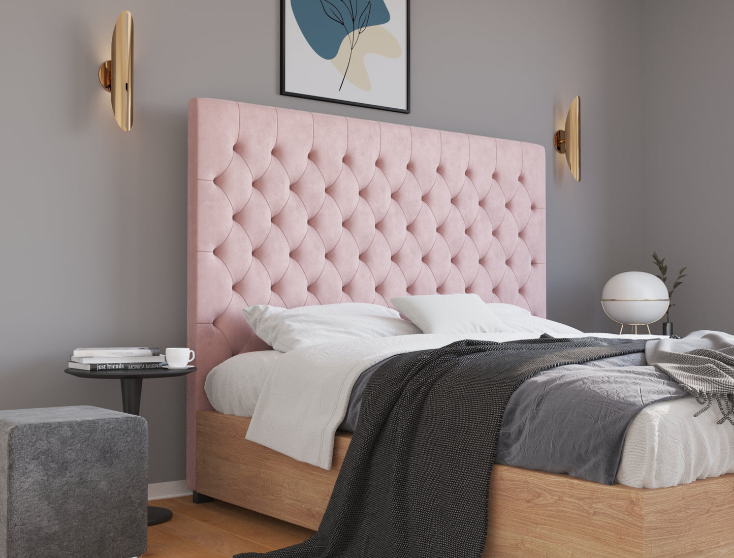 Mansory Pink Velvet Bed Head
