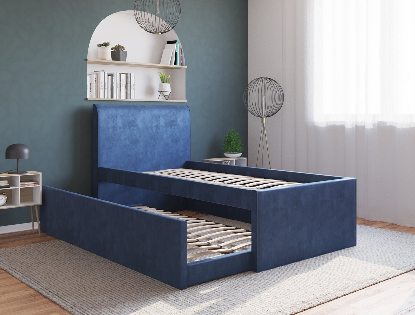 Selina Blue Velvet Trundle