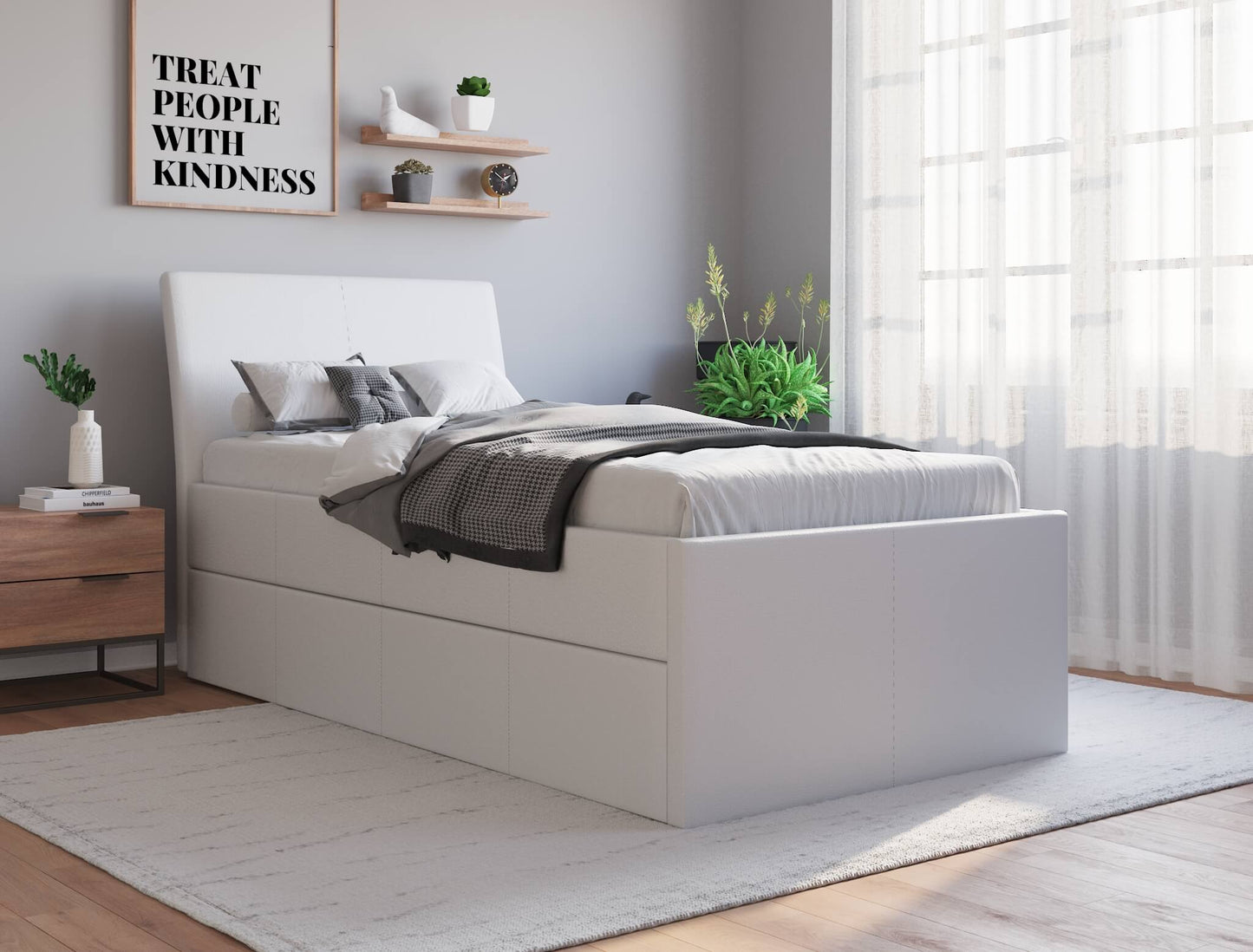 Vivian White Faux Leather Trundle