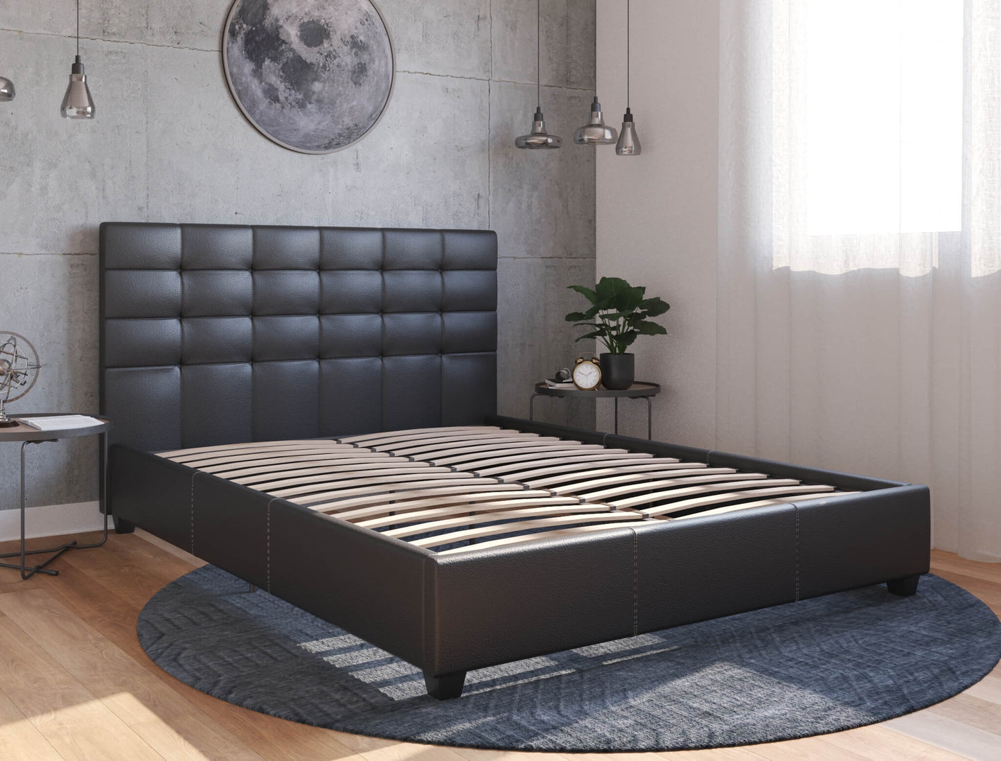 Paris Black Faux Leather Bed Frame