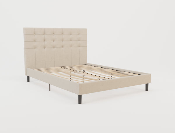 Kylie Buttoned Beige Fabric Bed Frame