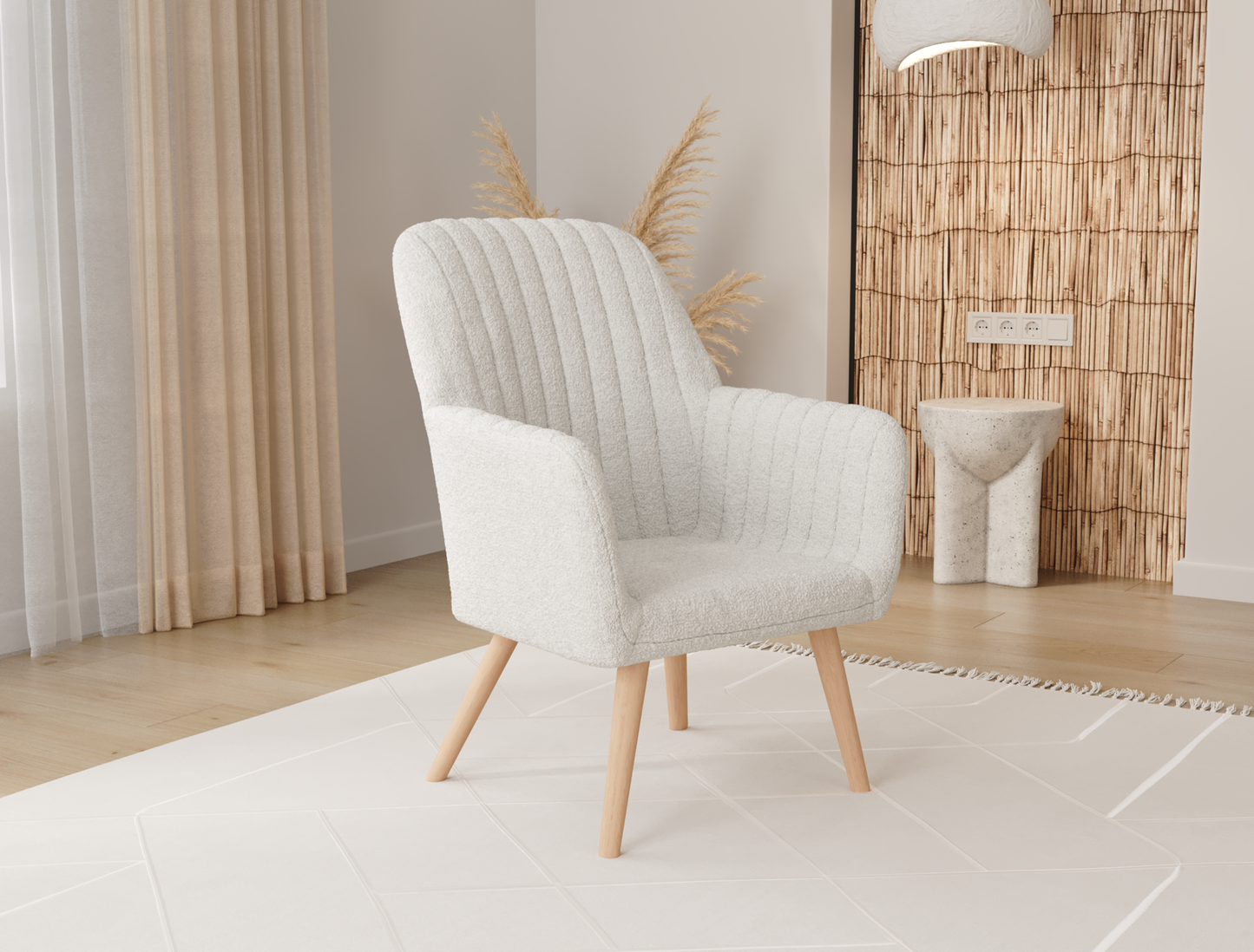 Addison White Sherpa Armchair