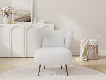 Ryder White Boucle Velvet Armchair