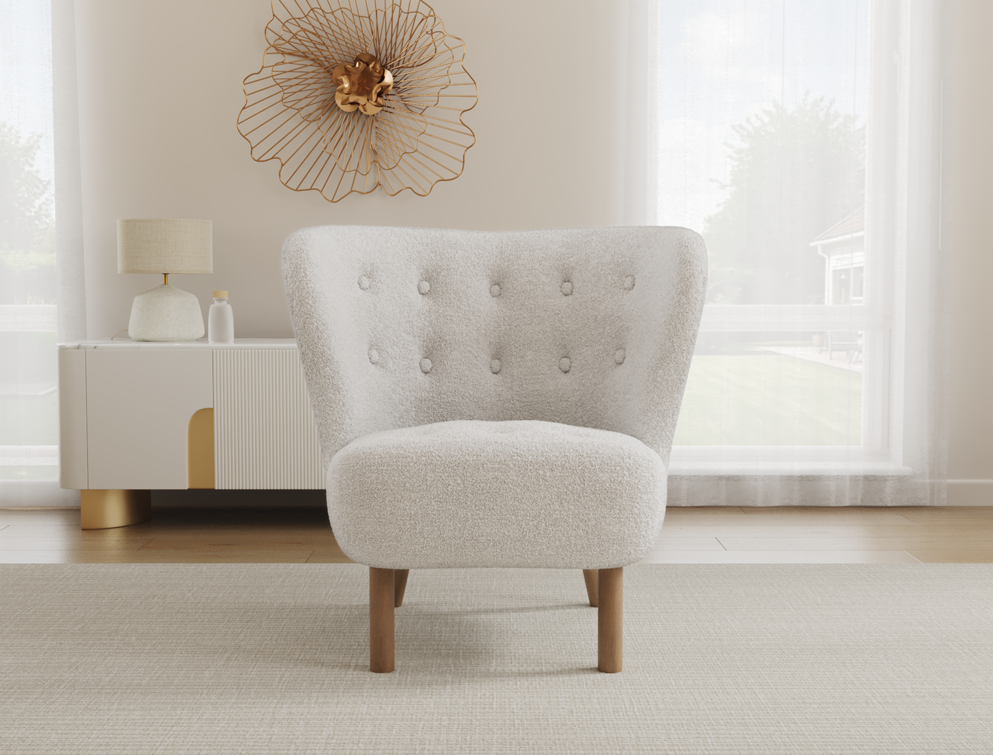 Kaeda White Sherpa Armchair