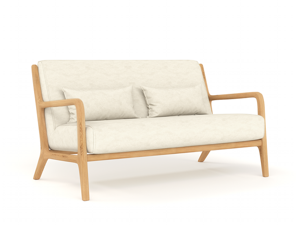 Houston 2-Seater Beige Wooden Sofa