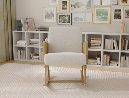 Nelson Beige Wooden Rocking Armchair