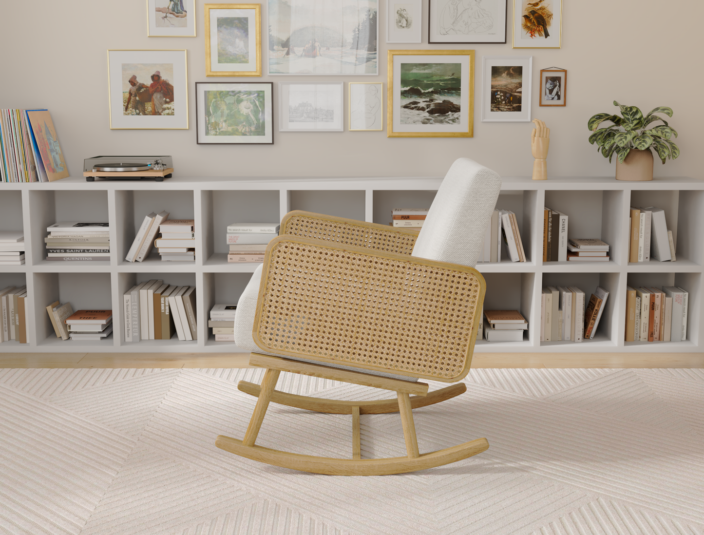 Nelson Beige Wooden Rocking Armchair