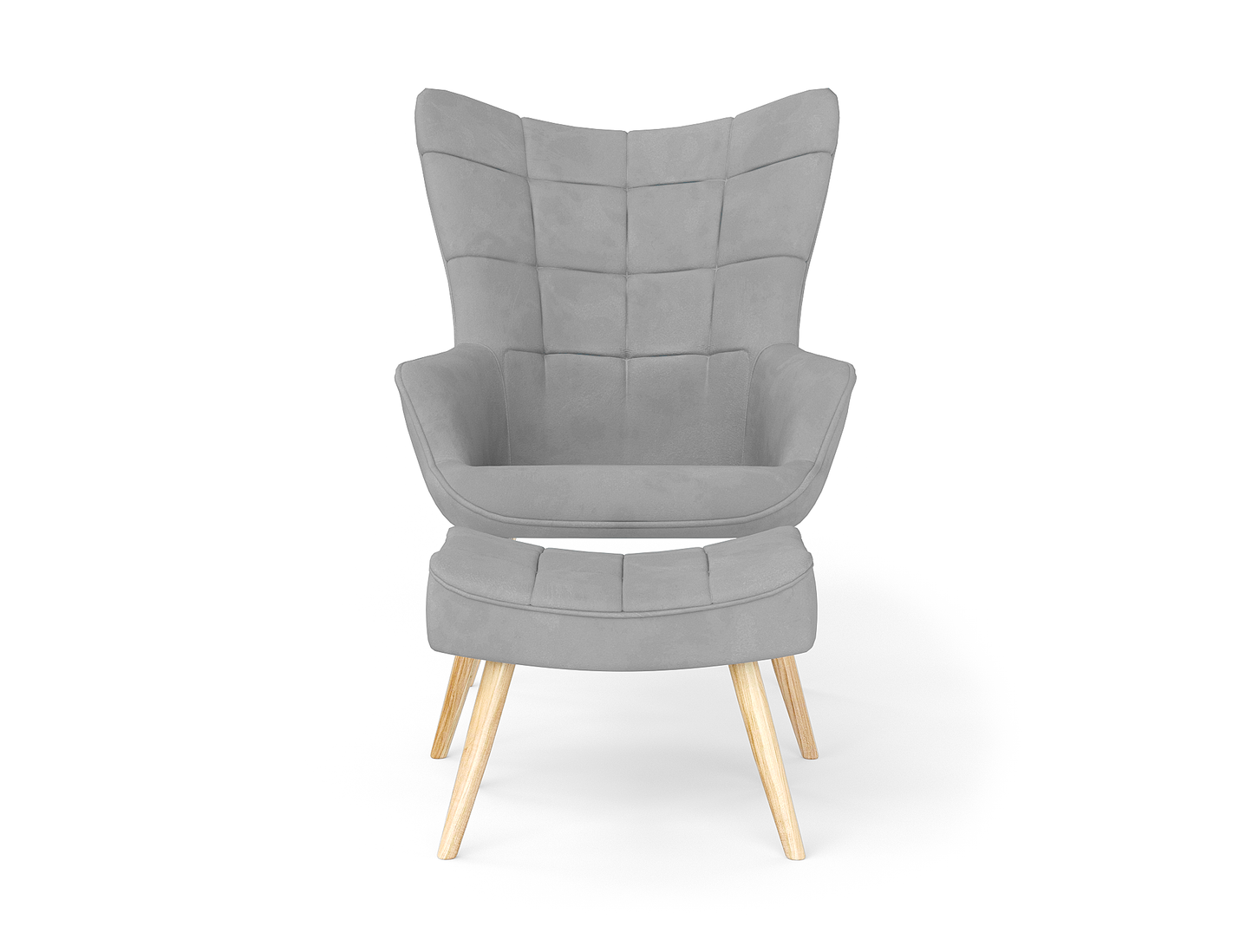 Victoria Grey Fabric Armchair with Footstool