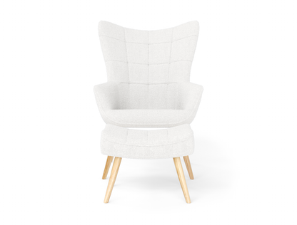 Victoria White Boucle Armchair with Footstool