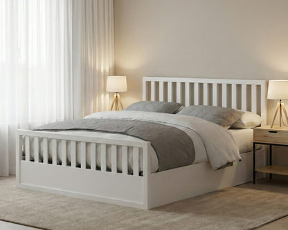 Mariadel Wooden White Gas Lift Bed Frame