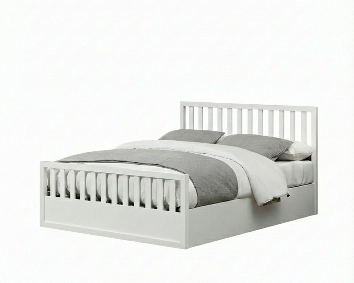 Mariadel Wooden White Gas Lift Bed Frame