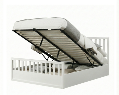 Mariadel Wooden White Gas Lift Bed Frame