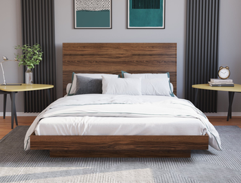 Altair Wooden Walnut King Bed Frame