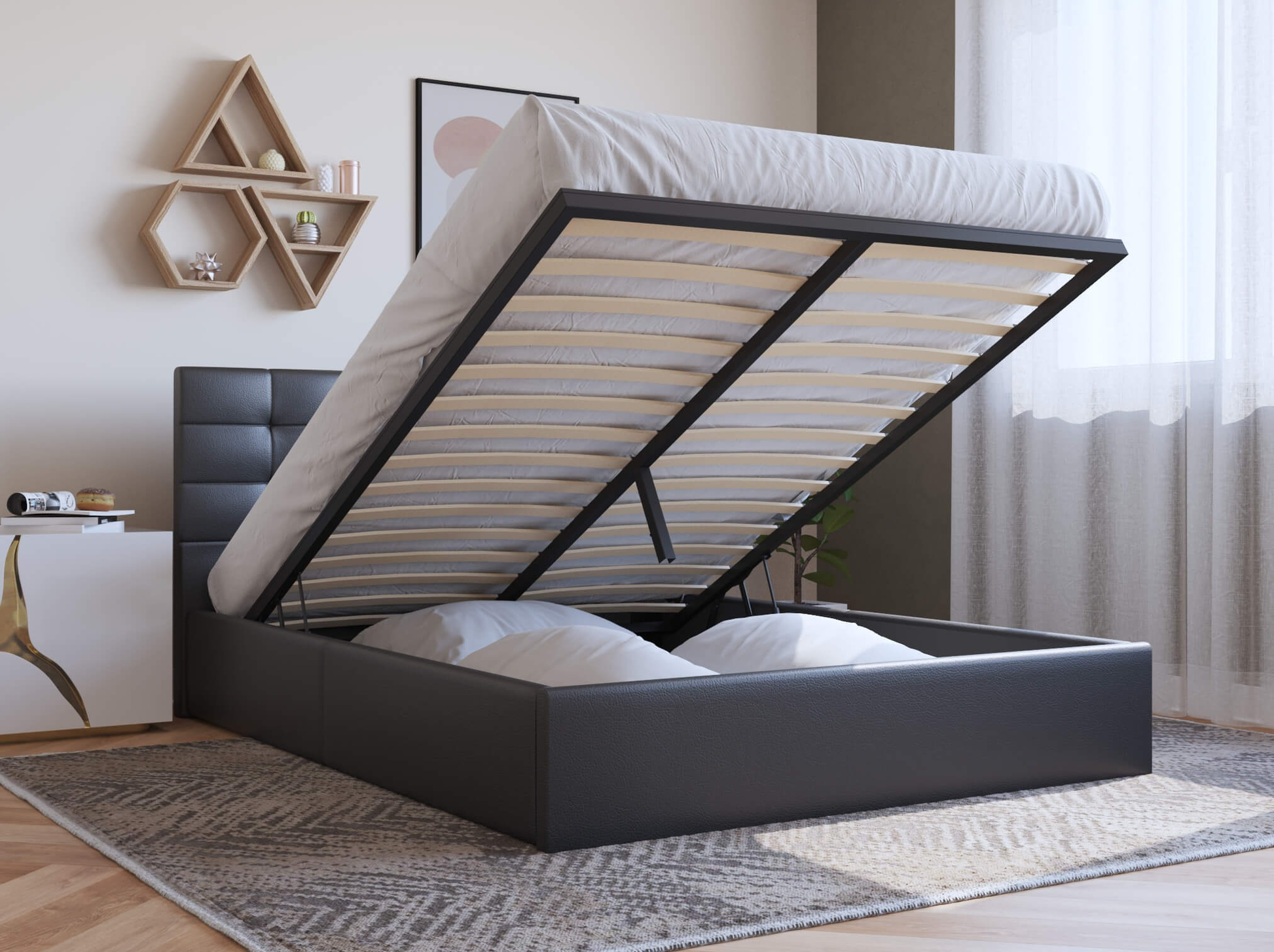 top view of a double bed frame in a bedroom from Isaak