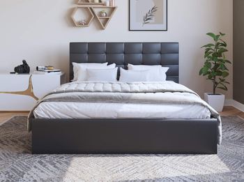 Amalfi Black Gas Lift Faux Leather King Bed Frame