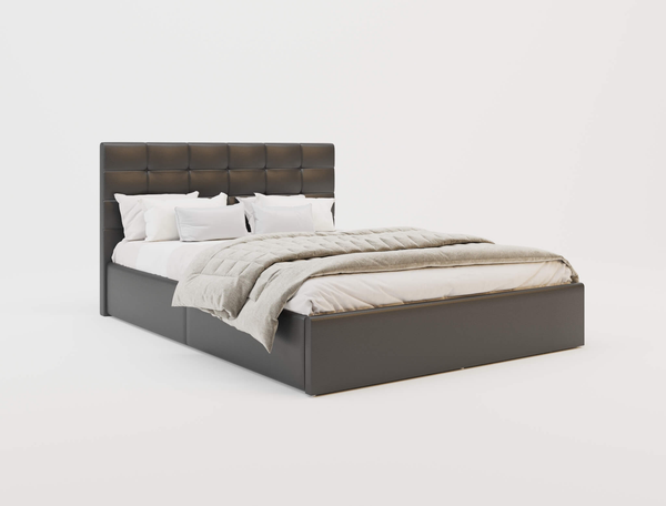 Amalfi Black Gas Lift Faux Leather Queen Bed Frame