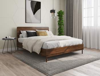 Ari Wooden Walnut Double Bed Frame