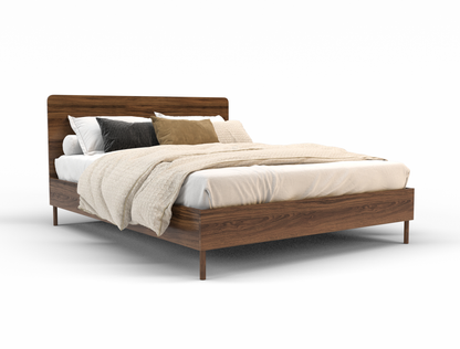 top view of a king single bed frame with mattress and pillows in a white background from Isaak