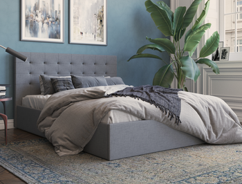 Aria Grey Gas Lift Fabric King Bed Frame