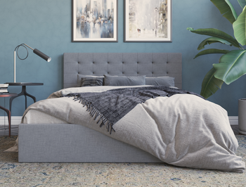 Aria Grey Gas Lift Fabric King Bed Frame