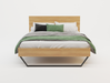 front view of a queen bed frame with mattress and pillows in a white background from Isaak