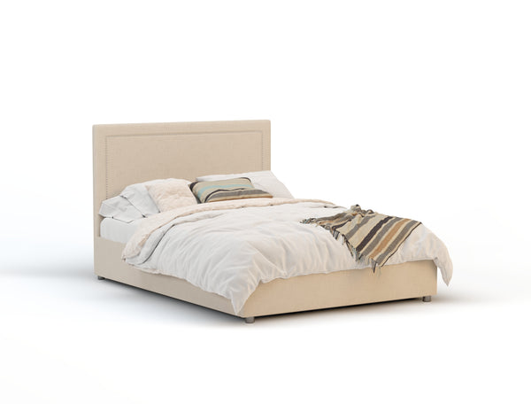 Eloise Button Beige Fabric Gas Lift Bed Frame