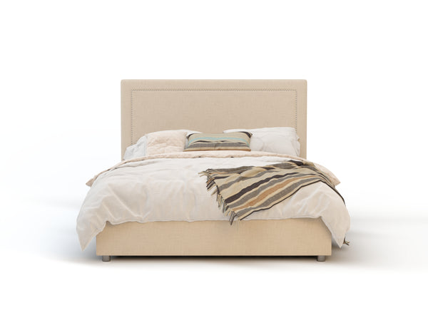 Eloise Button Beige Fabric Gas Lift Bed Frame