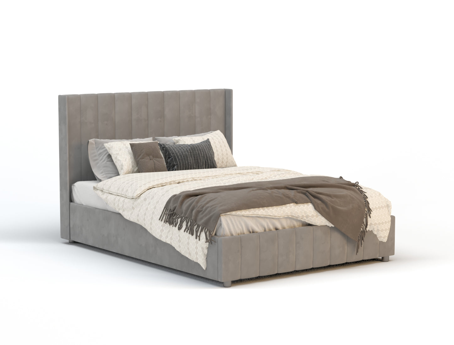 Marlene Grey Velvet Gas Lift Bed Frame