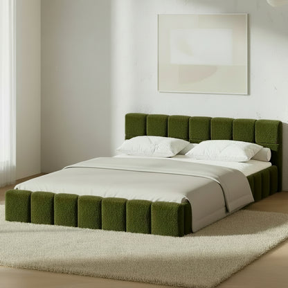 Veloura Green Boucle Tufted Bed Frame