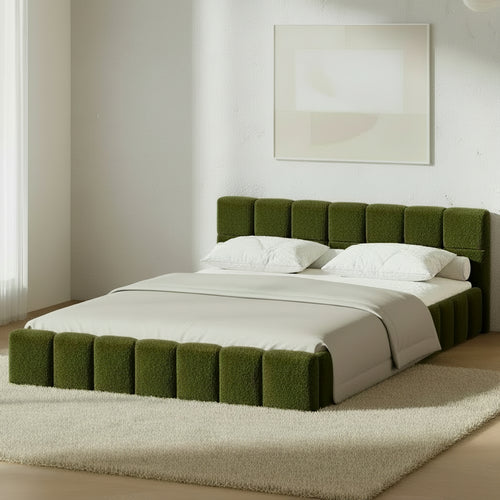 Veloura Green Boucle Tufted Bed Frame