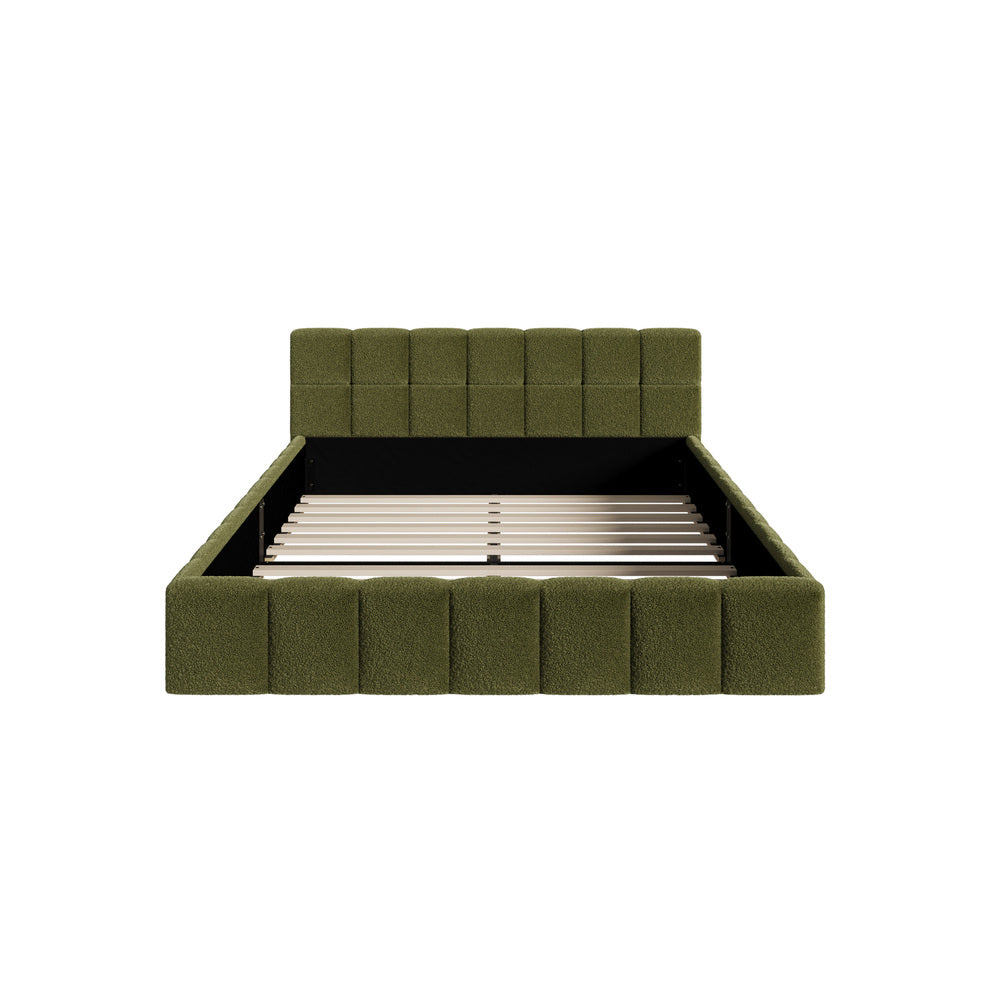 Veloura Green Boucle Tufted Bed Frame