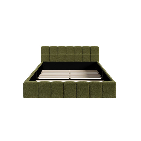 Veloura Green Boucle Tufted Bed Frame
