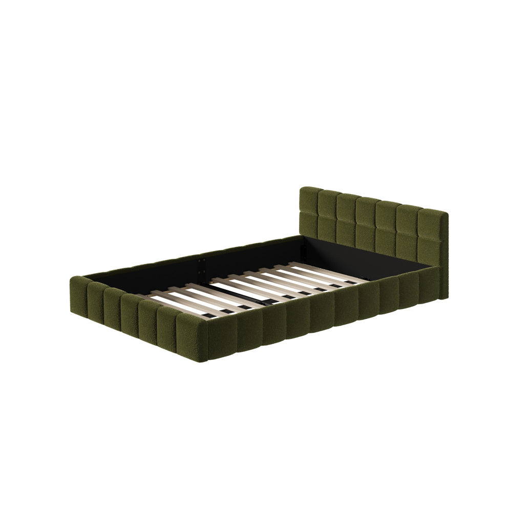 Veloura Green Boucle Tufted Bed Frame