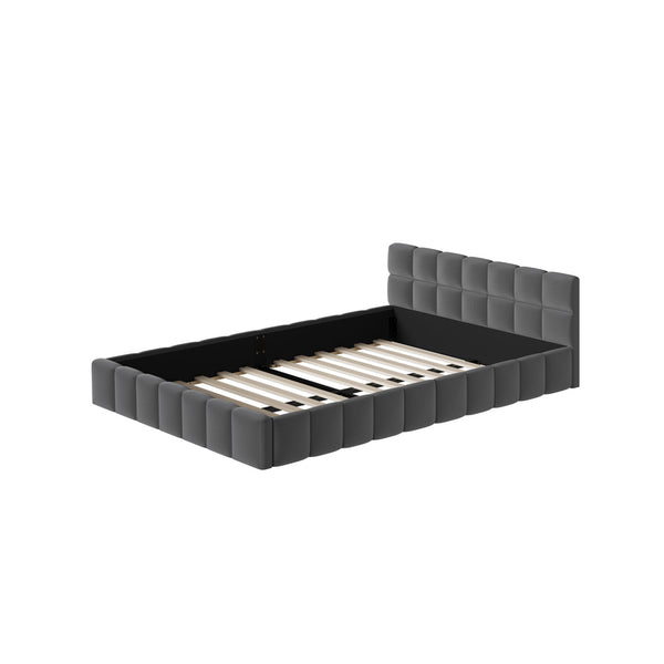 Veloura Grey Velvet Tufted Bed Frame