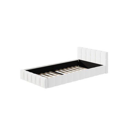 Veloura White Boucle Tufted Bed Frame