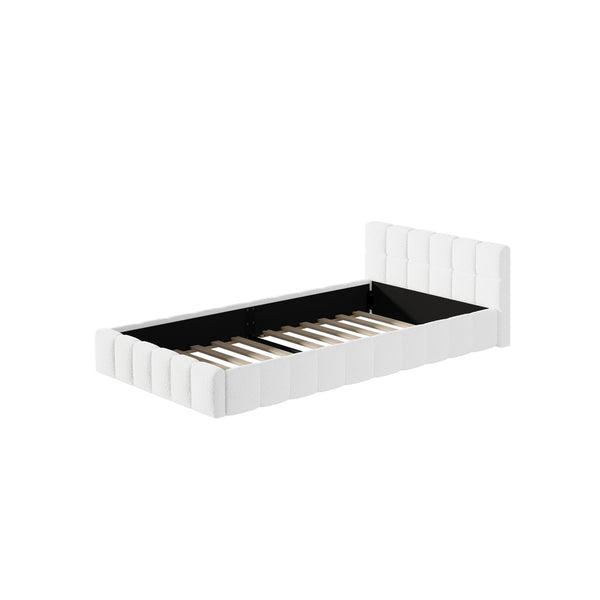 Veloura White Boucle Tufted Bed Frame