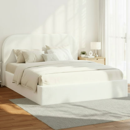 Lunaro White Boucle Gas Lift Bed Frame