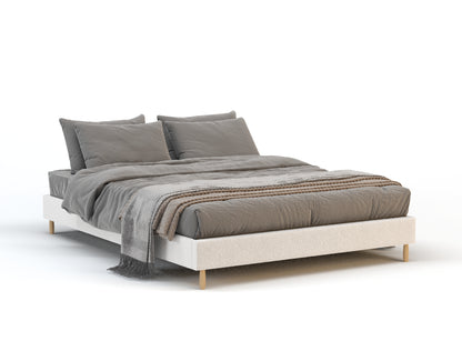 Whisen White Boucle Ensemble Bed Frame