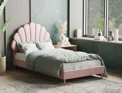 Charlotte Shell Pink Velvet Bed Frame