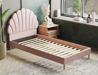 Charlotte Shell Pink Velvet Bed Frame