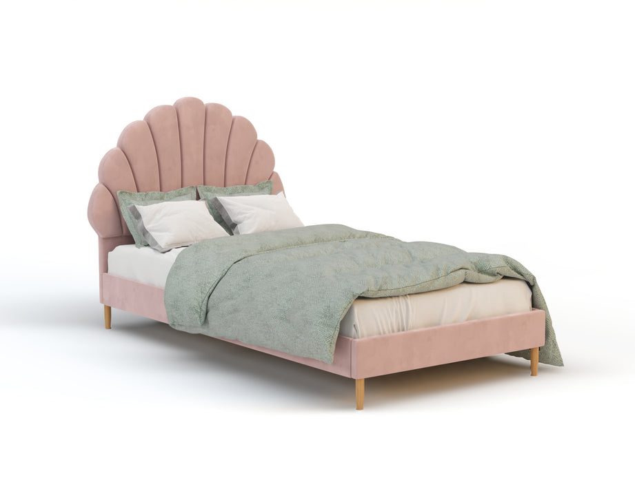 Single Shell Bed Charlotte Shell Pink Velvet Bed Frame — ISAAK