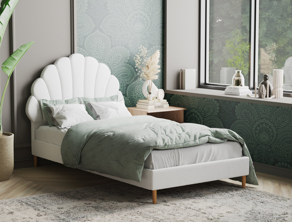 Charlotte Shell White Boucle Bed Frame – ISAAK