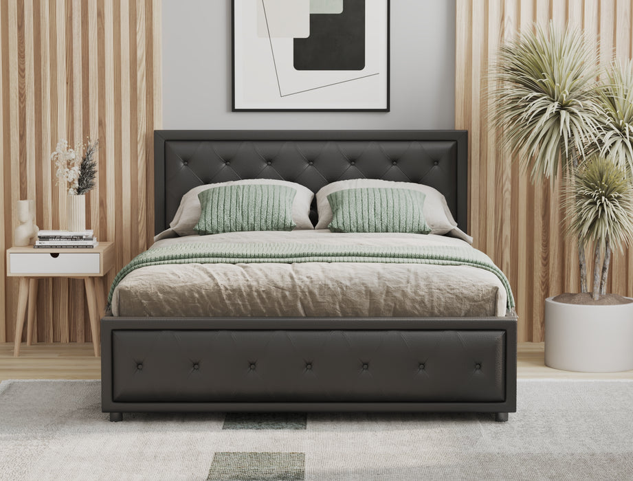 Aydan Black Faux Leather Gas Lift Bed Frame