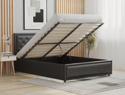 Aydan Black Faux Leather Gas Lift Bed Frame