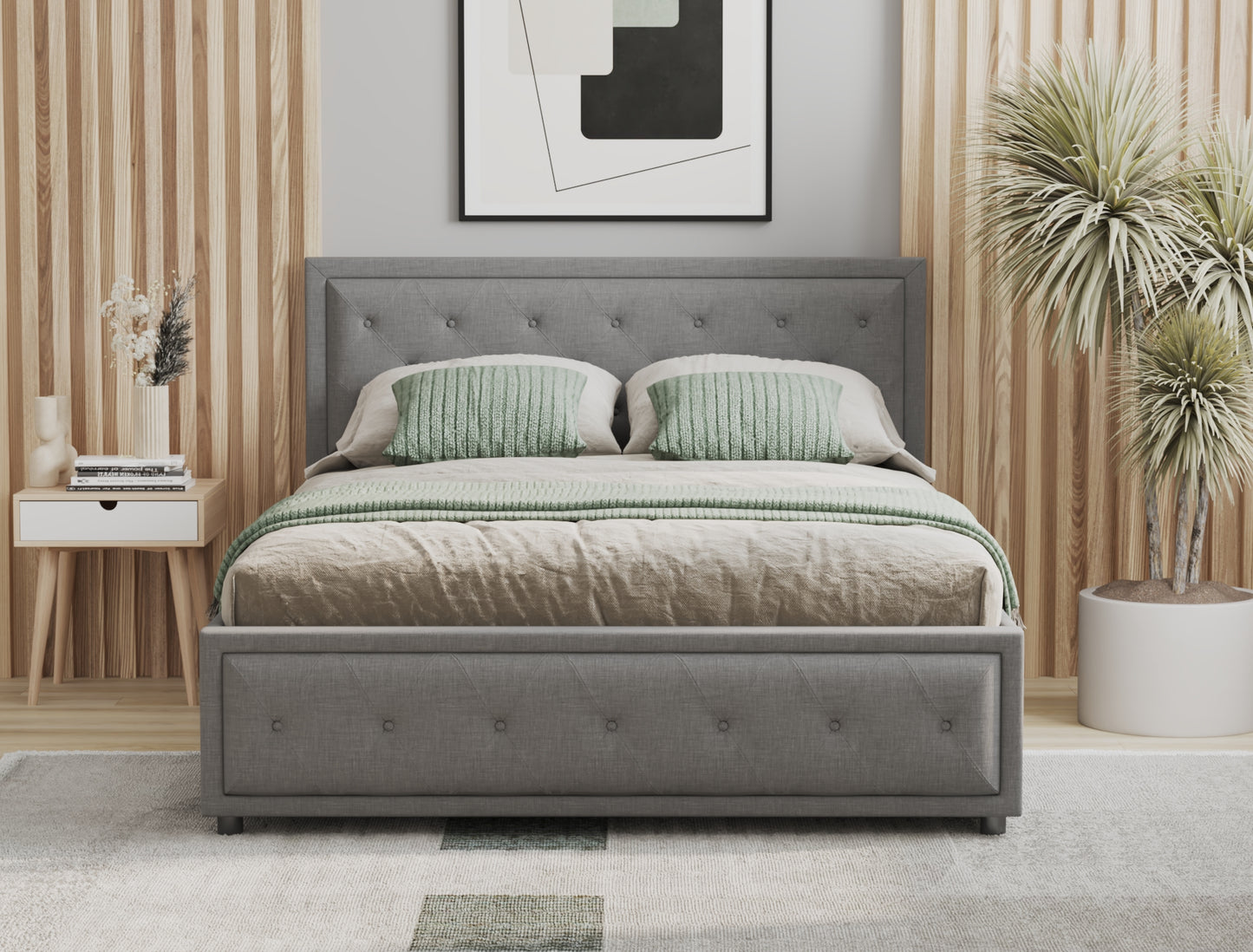 Aydan Grey Fabric Gas Lift Bed Frame