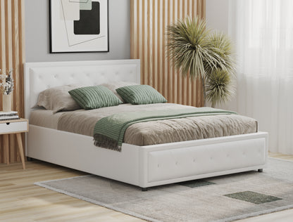 Aydan White Faux Leather Gas Lift Bed Frame